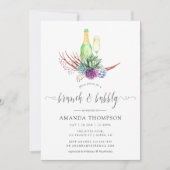 Aquarellwüstensukkulturen Brunch und Bubbly Einladung (Vorderseite)