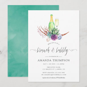 Aquarellwüstensukkulturen Brunch und Bubbly Einladung