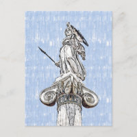 Aquarellzeichnung der Statue von Athena Postkarte