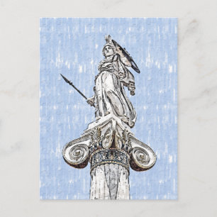Aquarellzeichnung der Statue von Athena Postkarte