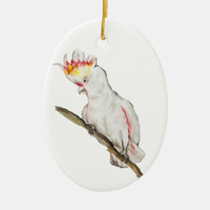 Aquarellzeichnung eines Kakadu-Papageis Keramik Ornament