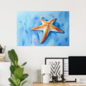 Aquarellzeichnung eines Seesterns Poster (Heimbüro)