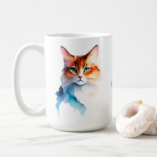 Aquarellzeichnungen Charming Katzen Kaffeetasse (Mit Donut)