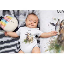 Aquarellziege Baby Strampler