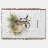 Aquarellziege Decke (Vorderseite)