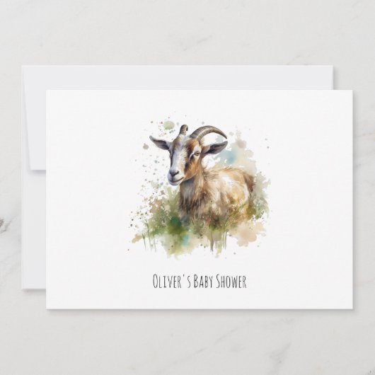 Aquarellziege Einladung (Vorderseite)