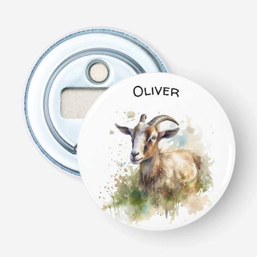 Aquarellziege Flaschenöffner (Vorderseite)