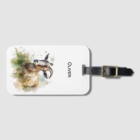 Aquarellziege Gepäckanhänger (Vorderseite (Horizontal))