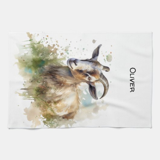 Aquarellziege Geschirrtuch (Horizontal)