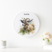 Aquarellziege Große Wanduhr (Zuhause)