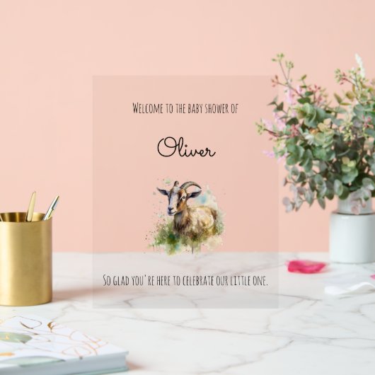 Aquarellziege, maßgeschneiderte Schaumkarton Acrylschild (Hochzeit)