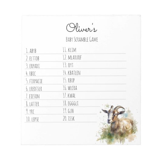 Aquarellziege Notizblock (Vorderseite)