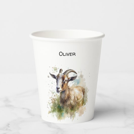 Aquarellziege Pappbecher (Rückseite)