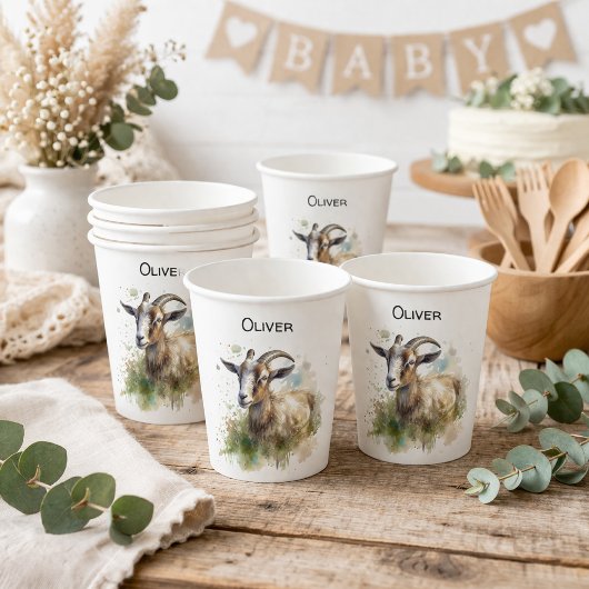 Aquarellziege Pappbecher