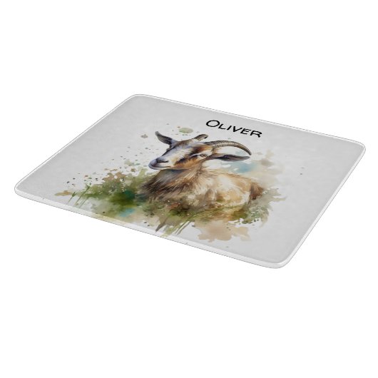 Aquarellziege Schneidebrett (Ecke)