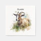 Aquarellziege Serviette (Vorderseite)