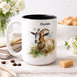 Aquarellziege Zweifarbige Tasse