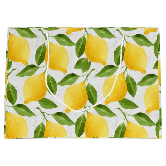 Aquarellzitronenmuster Große Geschenktüte (Vorderseite)