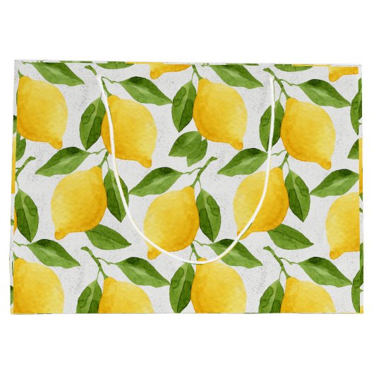 Aquarellzitronenmuster Große Geschenktüte (Rückseite)