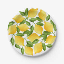 Aquarellzitronenmuster Pappteller