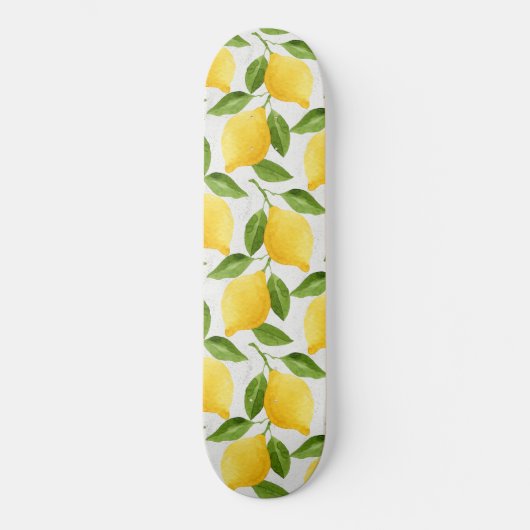 Aquarellzitronenmuster Skateboard (Vorderseite)