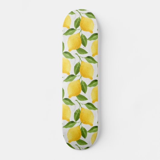 Aquarellzitronenmuster Skateboard (Vorderseite)