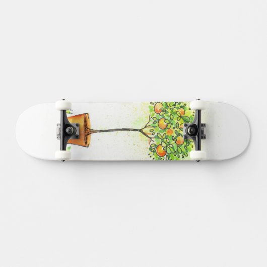 Aquarellzitrusbaum in Topf Skateboard (Horizontal)