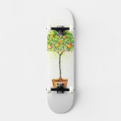 Aquarellzitrusbaum in Topf Skateboard (Vorderseite)