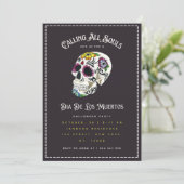 Aquarellzucker Skull Dia De Los Muertos Party Einladung (Stehend Vorderseite)