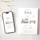 Aquarellzug Kinderdusche Einladung