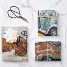 Aquarellzug, Lkw und Semi