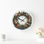 Aquarellzüge auf weiße Weihnachten Große Wanduhr (Zuhause)