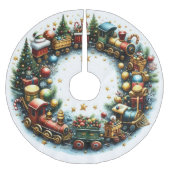 Aquarellzüge auf weiße Weihnachten Polyester Weihnachtsbaumdecke (Vorderseite)