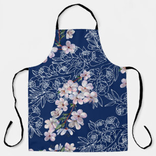 Aquarellzweig Blumen Kirsche mit Zweiggraph Schürze