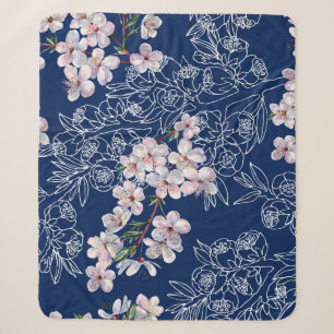 Aquarellzweig Blumen Kirsche mit Zweiggraph Sherpadecke