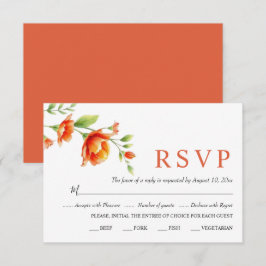 Aquarellzweig mit Orangensaft Blume Hochzeit RSVP Karte