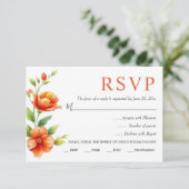 Aquarellzweig mit Orangensaft Blume Hochzeit RSVP Karte (Stehend Vorderseite)