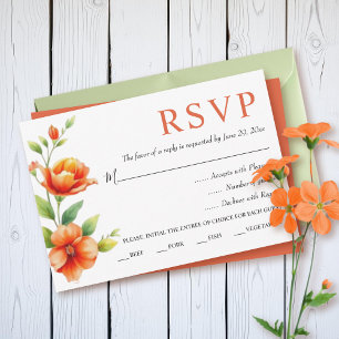 Aquarellzweig mit Orangensaft Blume Hochzeit RSVP Karte