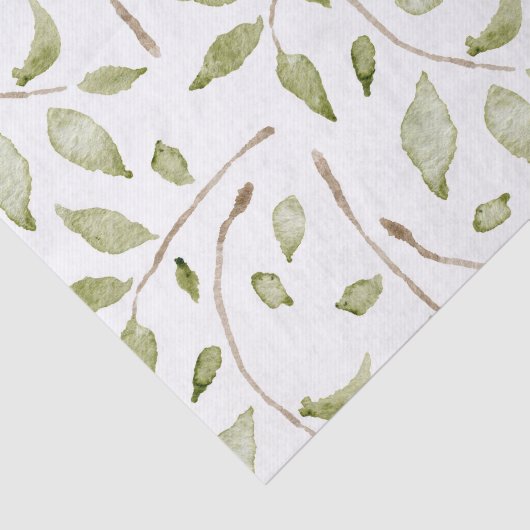 Aquarellzweige mit Design für grüne Blätter Seidenpapier (Ausschnitt)