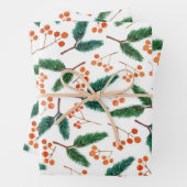 Aquarellzweige und Berries Winter Geschenkpapier Set (Beispiel)