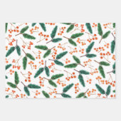 Aquarellzweige und Berries Winter Geschenkpapier Set (Vorderseite)