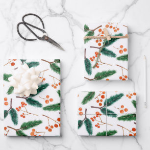 Aquarellzweige und Berries Winter  Geschenkpapier Set