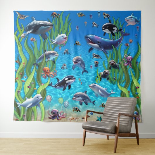 Aquarium 1 Party Hintergrund Wandteppiche (Beispiel (Horizontal))