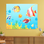 Aquarium-3-Tafel Leinwanddruck (Insitu (Wohnzimmer))