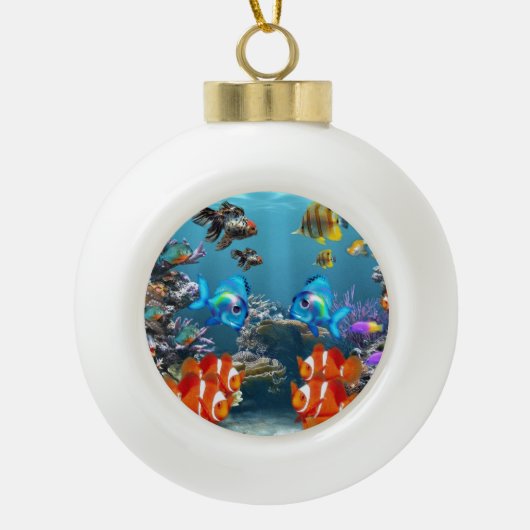 Aquarium-Art Keramik Kugel-Ornament (Vorderseite)