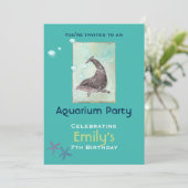 Aquarium Dolphon Geburtstagsparty Einladung (Stehend Vorderseite)