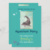 Aquarium Dolphon Geburtstagsparty Einladung (Vorne/Hinten)
