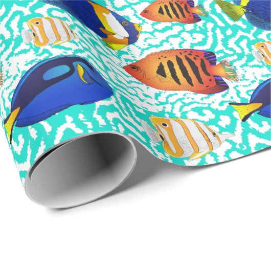 Aquarium Eigentümer Tropical Reef Fisch auf Korall Geschenkpapier (Rolleneckpunkt)