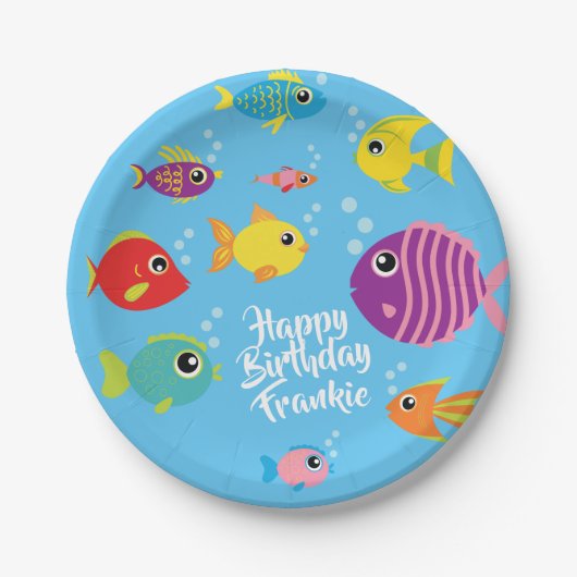 Aquarium Fisch 1 Geburtstag Teller (Vorderseite)