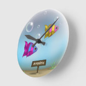 Aquarium Fisch-Schüssel Rund Personalisierte Wand  Runde Wanduhr (Winkel)